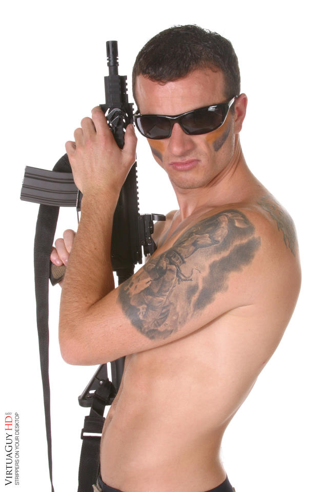 Military male stripper naked soldiers