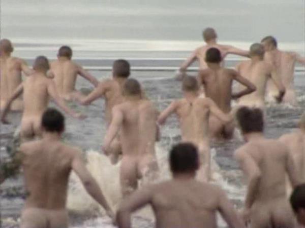 young russian cadets swimming naked